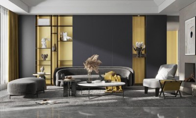 现代客厅3D模型下载